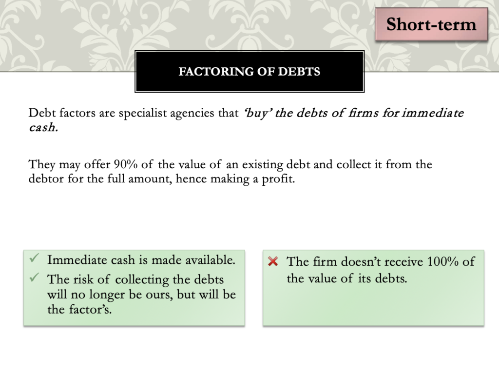 Sources of Finance Presentation Notes